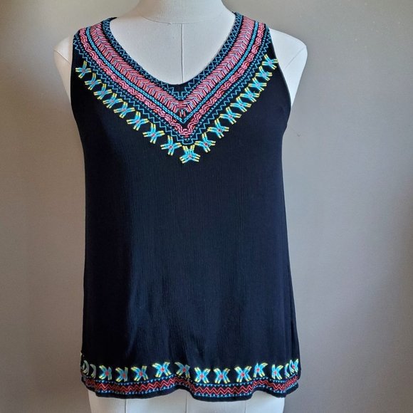 Skies Are Blue Boho embroidered top Sm - Picture 1 of 10